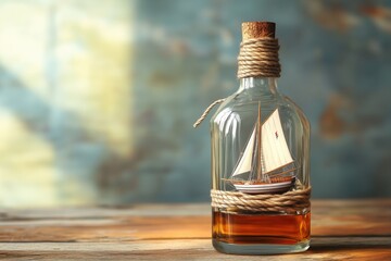 Wall Mural - a sailboat inside a transparent bottle