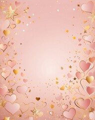 Poster - Abstract hearts and stars with blush to gold gradient