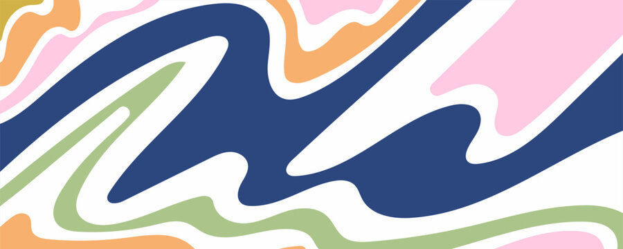 Abstract Landscape wave banner background with colorful waves. Trendy vector illustration in style retro 60s, 70s for text, for banner, greeting card, poster and advertising