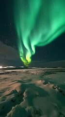 Wall Mural - the northern lights at the night sky with vibrant hues of green, purple glowing