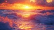 © otwdesign - Sunset Over Ocean Waves with Golden Light Reflecting