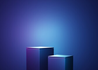 Wall Mural - 3d rendering of purple and blue abstract geometric background. scene for advertising, technology, sh
