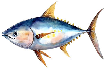 Wall Mural - Tuna fish drawing isolated against a white backdrop