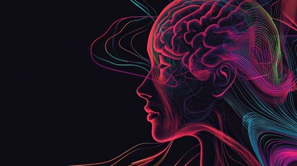 Poster - create a high-contrast image showing brain wave activity during intense focus.