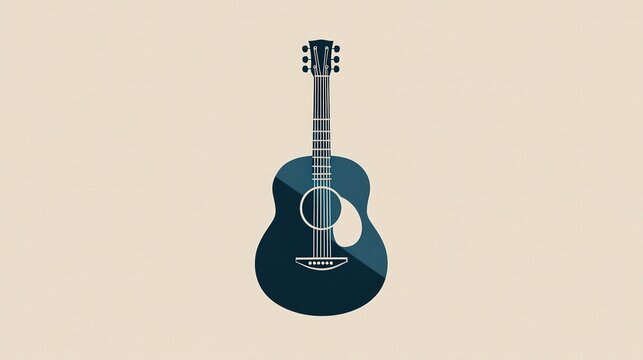 Create a logo for a guitar shop featuring a sleek, modern acoustic guitar design.