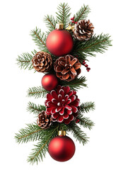 Festive Holiday Decorations Arrangement isolated on white or transparent background, png clipart, design element. Easy to place object on any other background.