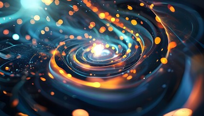 Cosmic Swirl of Light Particles in Hyperrealistic Abstract Art with Bokeh and Sparkles