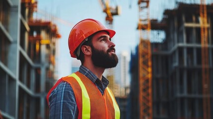 Poster - A construction worker wearing a safety helmet 