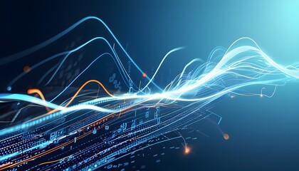 Wall Mural - Abstract virtual graphic representation of scales and lines in blue, illustrating regulatory compliance for small to midsize businesses through generative AI technology.