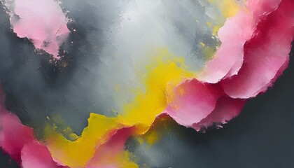 Canvas Print - Luxurious Abstract Texture of Dark Pink Gradually Blending into Soft Grey and Pale Yellow