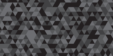 Wall Mural - Triangle shape retro wall grid pattern geometric ornament tile vector square element. Abstract geometric black and gray background seamless mosaic and low polygon triangle texture wallpaper. 