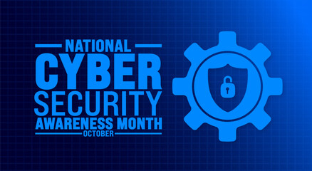 National Cyber security or Cybersecurity Awareness Month background or banner design template is observed every year in October. Holiday concept. Template for card, poster, placard, template. eps 10