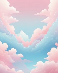 Poster - Dreamy pastel design with pale blue to soft pink gradient
