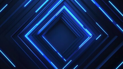 Wall Mural - abstract blue neon light tunnel