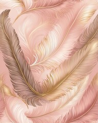 Sticker - Feather swirls with gradient from blush pink to light gold