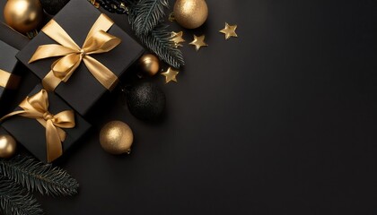 Wall Mural - luxurious black and gold themed holiday decorations