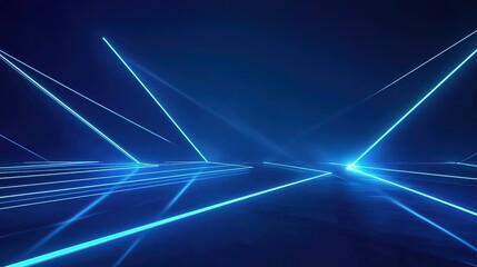 Wall Mural - Abstract Neon Blue Lines with Glowing Effect