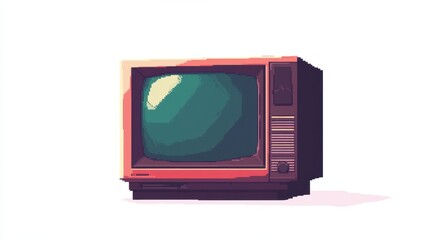 Pixel art old television vector icon for 8bit game on white background,vector icon for 8bit game and vintage technology concept represented by tv icon,space for text.