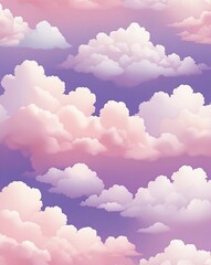 Wall Mural - Fluffy cloud pattern with gradient of pale pink to lavender