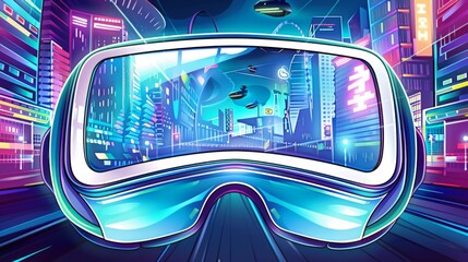 Poster - Virtual reality glasses with futuristic vision technology. VR goggles. Tourism concept