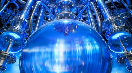 a blue sphere in a laboratory