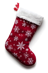 Poster - Isolated red Christmas stocking on a white backdrop