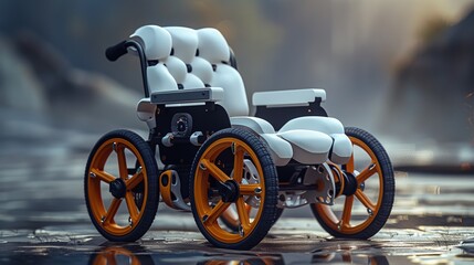 Poster - Depict a 3D printer fabricating a customized wheelchair accessory, designed