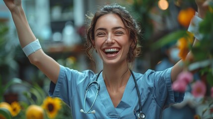 Poster - illustrate a nurse celebrating a patient's progress and milestones during