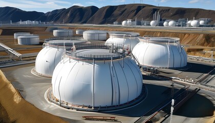 Innovative LNG Storage Tank Facility in Modern Industrial Complex for Efficient Liquified Natural Gas Management