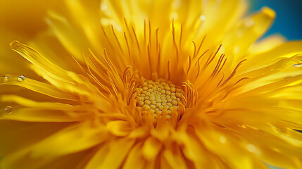 Poster - yellow dandelion flower blooming