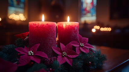 Christmas candles in the Temple.