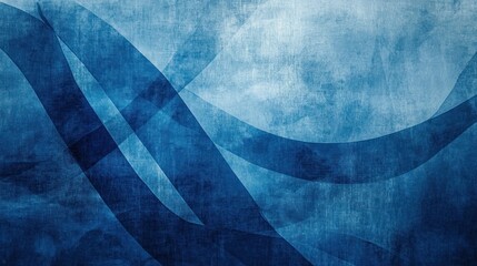Poster - A modern abstract blue background with layered translucent shapes and a faint textured overlay for a sophisticated look