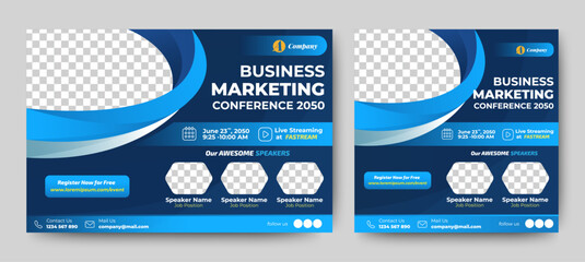Poster - Marketing Strategies live webinar banner invitation and social media post template. Business webinar invitation design	