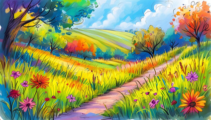 Canvas Print - Hand-drawn art with vibrant colors and creative sketches