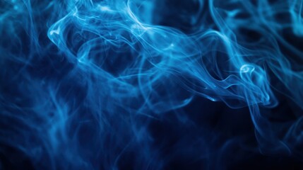 Poster - Abstract blue smoke or mist flowing and twisting on a dark background, adding a mysterious atmosphere Close-up photo with clean background