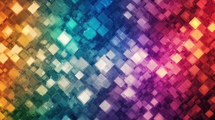 Poster - Abstract digital pattern with pixelated squares in a spectrum of colors Close-up photo with clean background