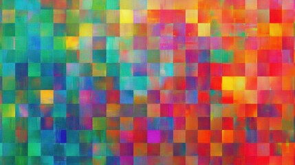Poster - Abstract digital pattern with pixelated squares in a spectrum of colors Close-up photo with clean background