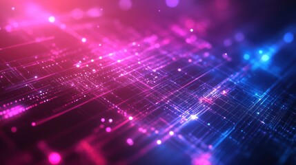 Poster - abstract futuristic background with digital lines and glowing effects close-up photo with clean back