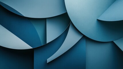 Poster - Abstract geometric shapes in various blue tones forming a modern and minimalistic design Close-up photo with clean background