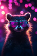 © HUMANIMALS - an astronaut raccoon with sunglasses in space