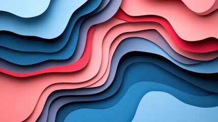 Poster - Abstract paper cutout background with layered shapes and shadows Close-up photo with clean background