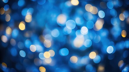 Poster - Blurred blue bokeh lights creating a dreamy and soft-focus effect in the background Close-up photo with clean background