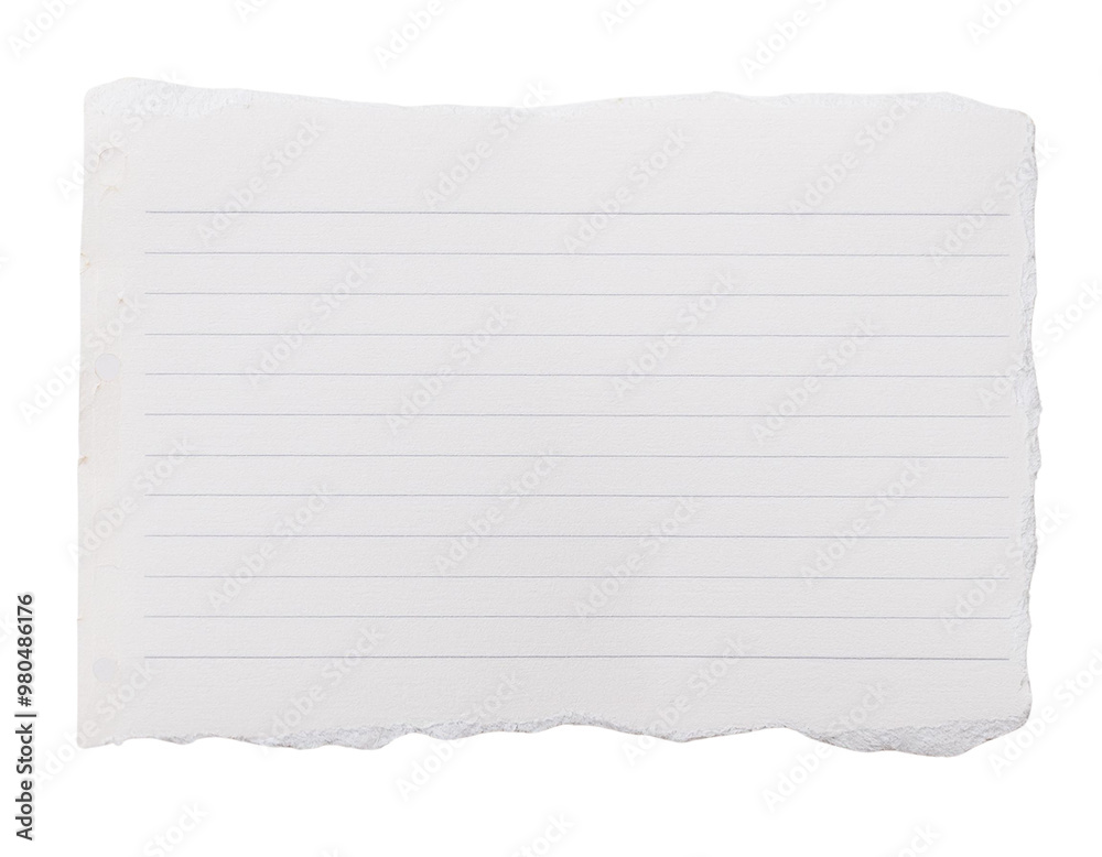 Blank torn paper sheet with writing lines, ideal for notes, reminders ...