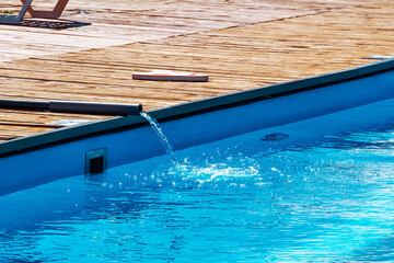 the pool is filled with water from a hose. clean tap water for the pool.