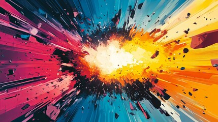 Wall Mural - Abstract Colorful Explosion with Debris