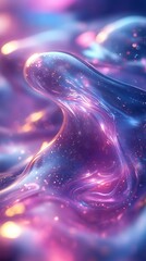 Wall Mural - surreal fluid waves in neon hues holographic effect creating mesmerizing abstract patterns futuristi
