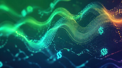 Poster - Creative forex background featuring abstract digital waves intertwined