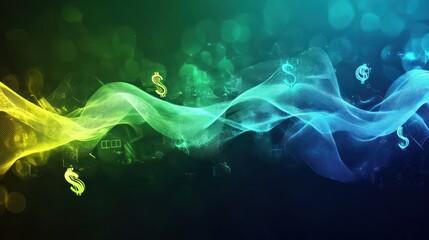 Poster - Creative forex background featuring abstract digital waves intertwined
