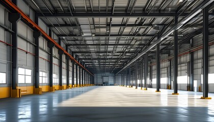 Canvas Print - Abandoned warehouse filled with shadows and echoes of the past