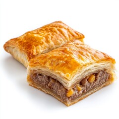 cross section meat puff pastries cut in half